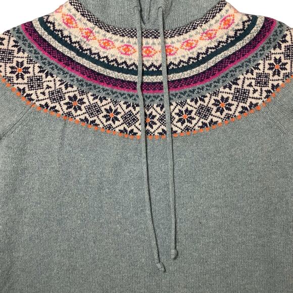 Tabitha Webb Knit Pullover Hoodie Hooded Sweater Wool Blend Fair Isle Size Large - Picture 4 of 8